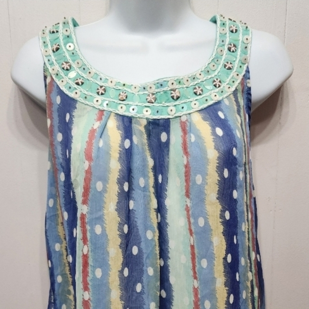 American Rag Sleeveless Blouse Small Racerback‎ Multicolor Embellished B671